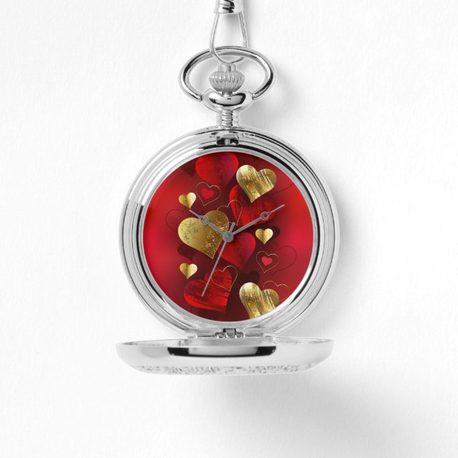 Gouden en rode valentijnskaarten horloge (Voorkant)