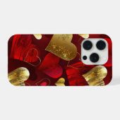 Gouden en rode valentijnskaarten iPhone hoesje (Achterkant horizontaal)