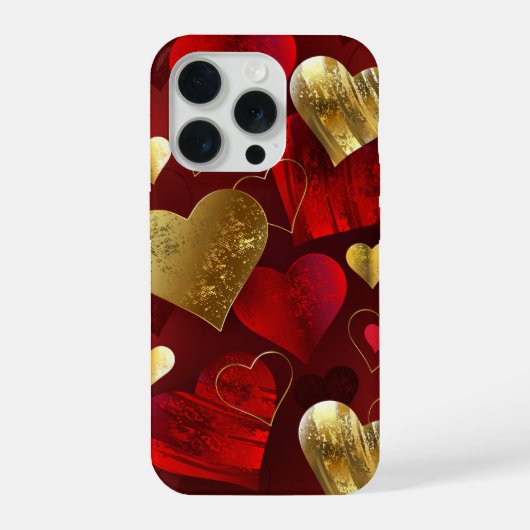 Gouden en rode valentijnskaarten iPhone hoesje (Achterkant)