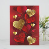 Gouden en rode valentijnskaarten kaart (Staand voorkant)