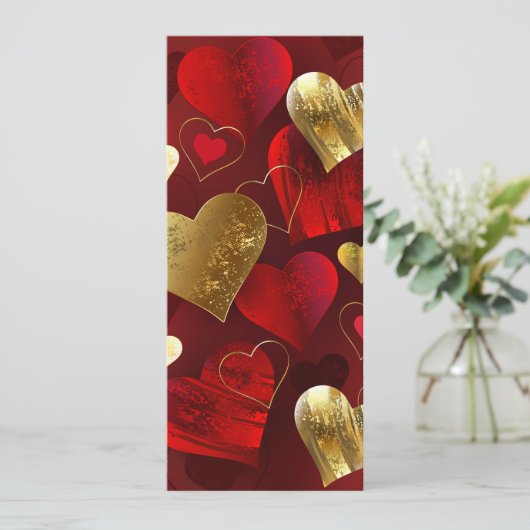 Gouden en rode valentijnskaarten menu (Staand voorkant)