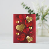 Gouden en rode valentijnskaarten save the date (Staand voorkant)