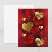 Gouden en rode valentijnskaarten save the date (Voorkant / Achterkant)
