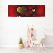 Gouden en rode valentijnskaarten spandoek (Insitu)