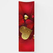 Gouden en rode valentijnskaarten spandoek (Verticaal)