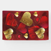 Gouden en rode valentijnskaarten spandoek (Horizontaal)