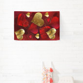 Gouden en rode valentijnskaarten spandoek (Insitu)