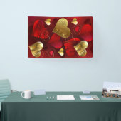 Gouden en rode valentijnskaarten spandoek (Beurs)