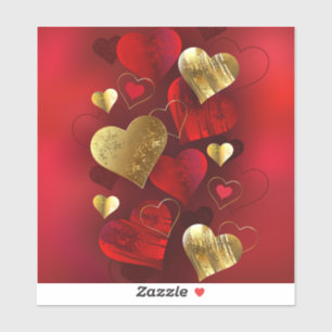 Gouden en rode valentijnskaarten sticker