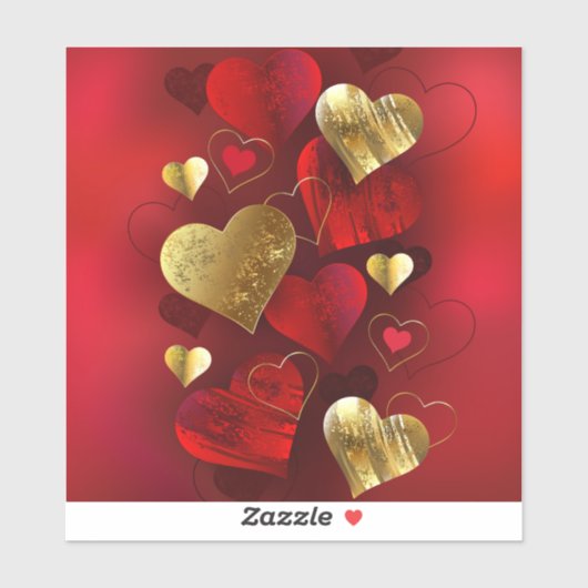 Gouden en rode valentijnskaarten sticker (Vel)