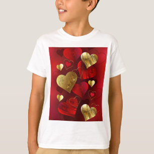 Gouden en rode valentijnskaarten t-shirt