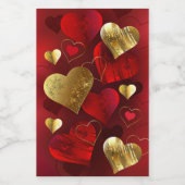 Gouden en rode valentijnskaarten voedselcontainer etiket (Enkel label)