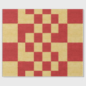 Gouden en rode vierkanten cadeaupapier (Vlak)