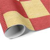 Gouden en rode vierkanten cadeaupapier (Rol Hoek)