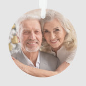 Gouden en rode vrolijke kerstfoto ornament (achterkant)