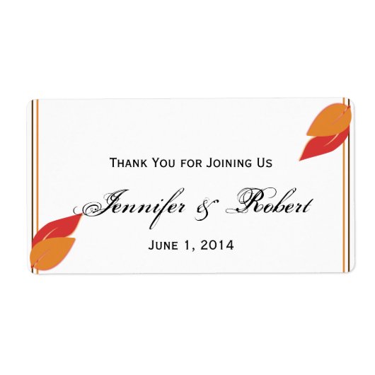 Gouden en Roest Herfst Leaf Waterflesetiket Etiket (Voorkant)