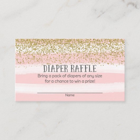 Gouden en Roze Baby showers Luier Raffle Tickets Informatiekaartje (Voorkant)