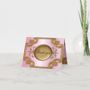 Gouden en roze bedankkaart Voeg uw eigen tekst toe
