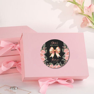 Gouden en Roze Bloem Boog Bruidsdouche Ronde Sticker