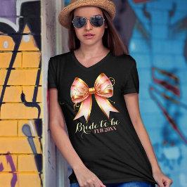 Gouden en Roze Bloem Boog Bruiloft Feest T-shirt