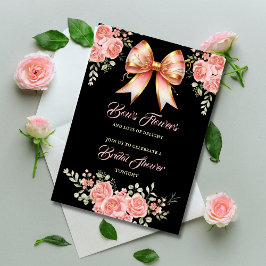 Gouden en Roze Bloemen Boog Bruids Bruiloft Bedankkaart