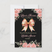 Gouden en Roze Bloemen Boog Bruids Bruiloft Bedankkaart (Voorkant)