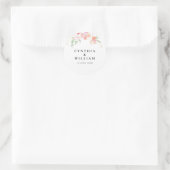 Gouden en roze bloemenbruiloft ronde sticker (Tas)