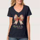 Gouden en Roze Bloemensjerp Bruidsmeisjesfeest T-shirt (Voorkant)