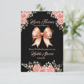 Gouden en Roze Bloemenslinger Bruidsdouche Bedankkaart (Staand voorkant)