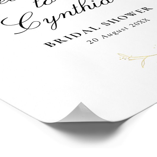 gouden en roze bloemige bruidsshower welkomstbord poster (Hoek)