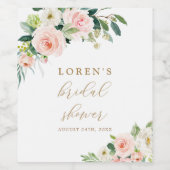 Gouden en Roze Bloemige Bruiloftsborrel Wijn Etiket (Enkel label)