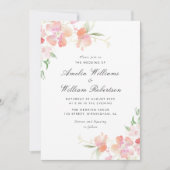 Gouden en roze botanische bloemenbruiloft kaart (Voorkant)