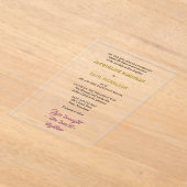 Gouden en roze bruid en bruidegom acryl uitnodigingen (Laagn)