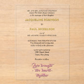 Gouden en roze bruid en bruidegom acryl uitnodigingen (Voorkant)
