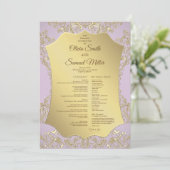 Gouden en roze bruiloft kaart (Staand voorkant)