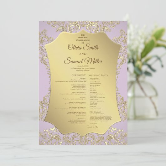 Gouden en roze bruiloft kaart (Staand voorkant)