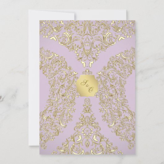 Gouden en roze bruiloft kaart (Achterkant)