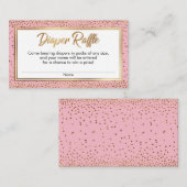 Gouden en Roze Confetti Luier Raffle Ticket Kaarte Informatiekaartje (Voorkant / Achterkant)