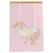 Gouden en Roze Eenhoorn Gift Bag Medium Cadeauzakje (Achterkant)