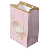 Gouden en Roze Eenhoorn Gift Bag Medium Cadeauzakje (Achterkant Gekanteld)