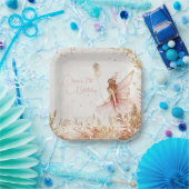 Gouden en roze feeërieke verjaardag papieren bordje (Feest)