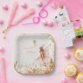 Gouden en roze feeërieke verjaardag papieren bordje (Feest)