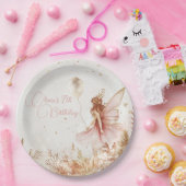 Gouden en roze feeërieke verjaardag papieren bordje (Feest)