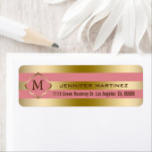 Gouden en roze geometrische strepen met monogram etiket (Insitu)