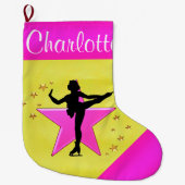  GOUDEN EN ROZE GEPERSONALISEERDE SCHAATSKOUSEN GROTE KERSTSOK (Voorkant)