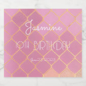 Gouden en roze Glitter Meisje Verjaardag Sparkling Wijnetiket (Enkel label)