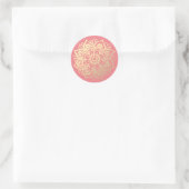 Gouden en roze mandala bloem ronde sticker (Tas)