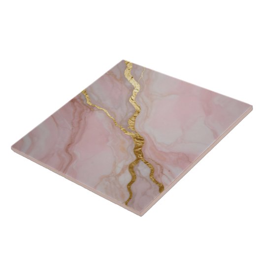 Gouden en roze marmer textuur tegeltje (Zijkant)