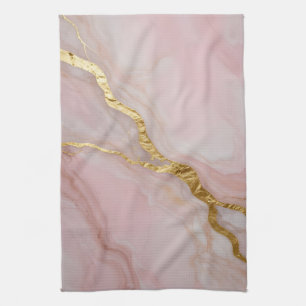 Gouden en roze marmer textuur theedoek