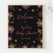 Gouden en Roze Sneeuwvlokken Baby shower Welkom Poster